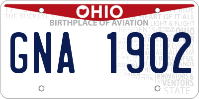 OH license plate GNA1902