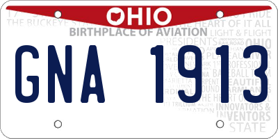 OH license plate GNA1913