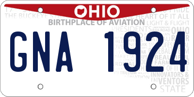 OH license plate GNA1924
