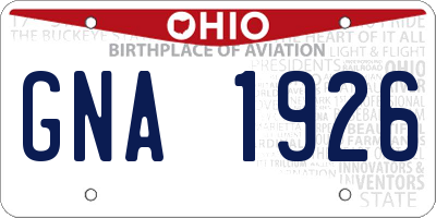 OH license plate GNA1926