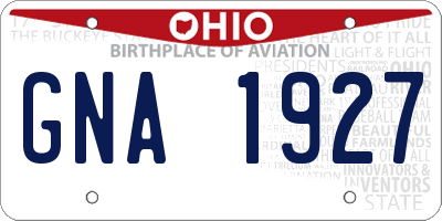OH license plate GNA1927