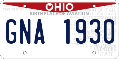 OH license plate GNA1930