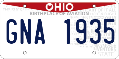 OH license plate GNA1935