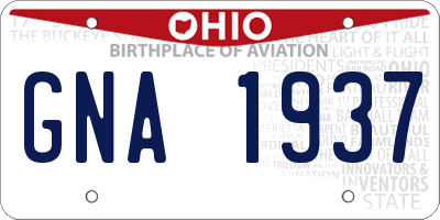OH license plate GNA1937