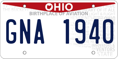 OH license plate GNA1940