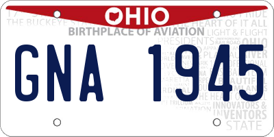OH license plate GNA1945
