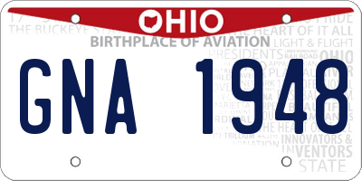 OH license plate GNA1948