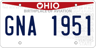 OH license plate GNA1951