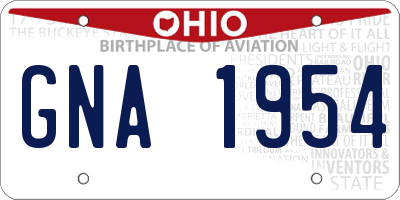 OH license plate GNA1954