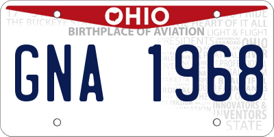 OH license plate GNA1968