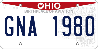 OH license plate GNA1980