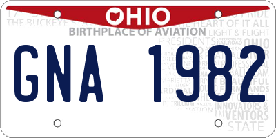OH license plate GNA1982