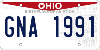 OH license plate GNA1991