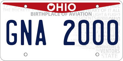OH license plate GNA2000
