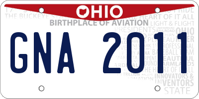 OH license plate GNA2011