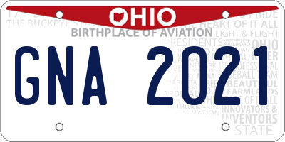 OH license plate GNA2021