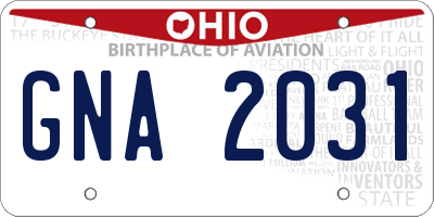 OH license plate GNA2031