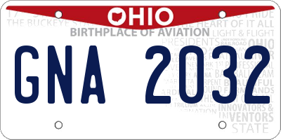 OH license plate GNA2032