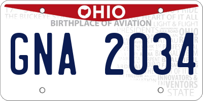 OH license plate GNA2034
