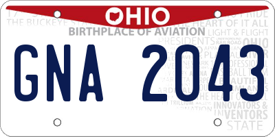 OH license plate GNA2043