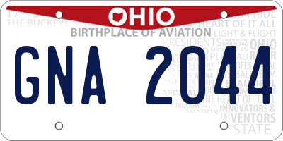 OH license plate GNA2044