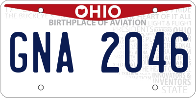 OH license plate GNA2046