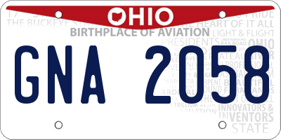 OH license plate GNA2058