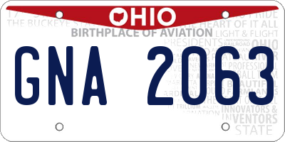 OH license plate GNA2063