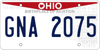 OH license plate GNA2075