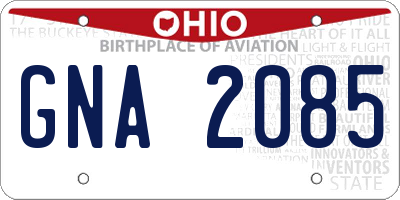 OH license plate GNA2085