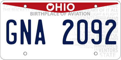 OH license plate GNA2092