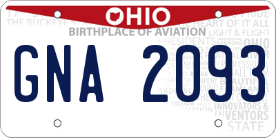 OH license plate GNA2093