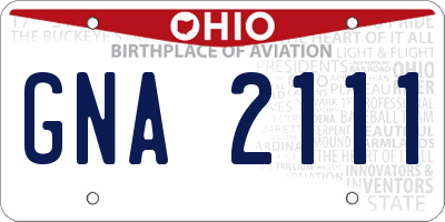 OH license plate GNA2111