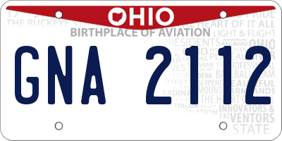 OH license plate GNA2112