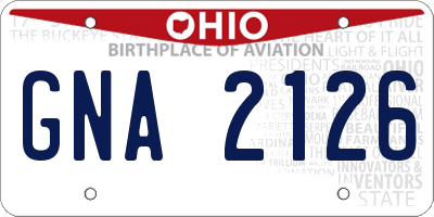 OH license plate GNA2126