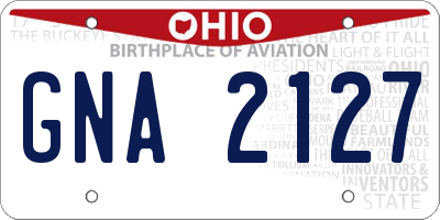 OH license plate GNA2127