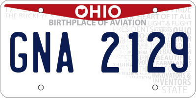 OH license plate GNA2129