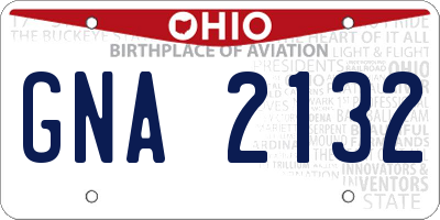 OH license plate GNA2132