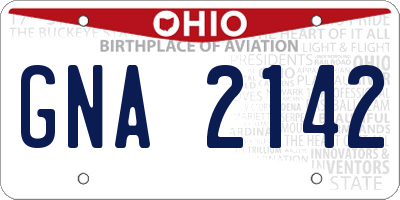 OH license plate GNA2142