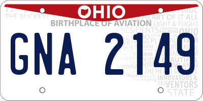OH license plate GNA2149