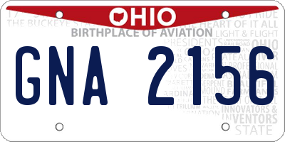OH license plate GNA2156