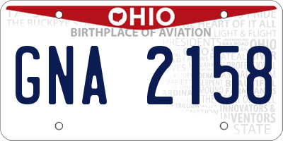 OH license plate GNA2158