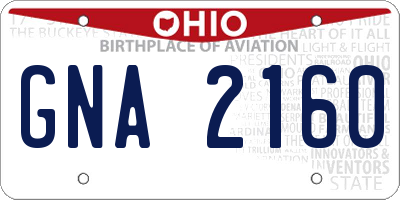 OH license plate GNA2160