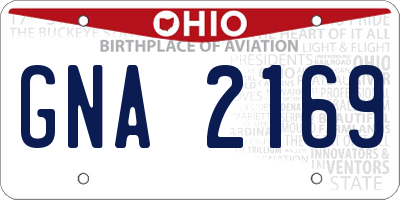 OH license plate GNA2169