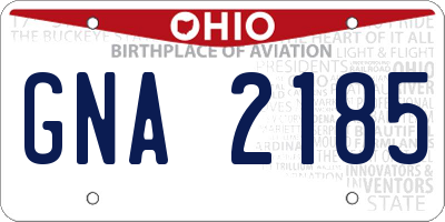 OH license plate GNA2185