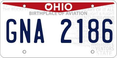 OH license plate GNA2186