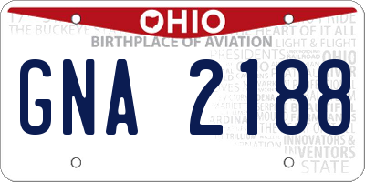 OH license plate GNA2188