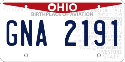 OH license plate GNA2191
