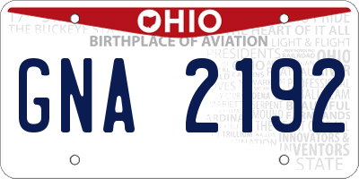 OH license plate GNA2192