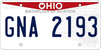 OH license plate GNA2193